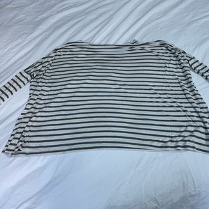 Hatch Gray and White Striped Long Sleeve Tee